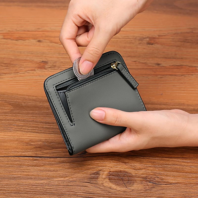Kleiner Damen Geldbeutel aus Leder mit RFID-Schutz und Zipper