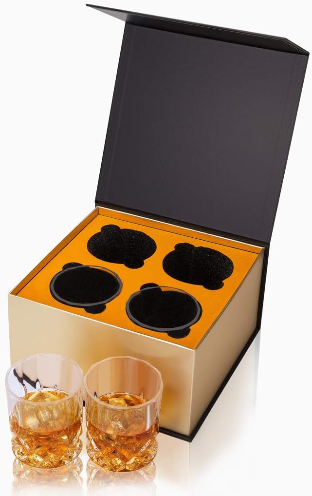 Whiskey Gläser Set aus bleifreiem Kristall - 4 Stück in Geschenkbox, 300 ml