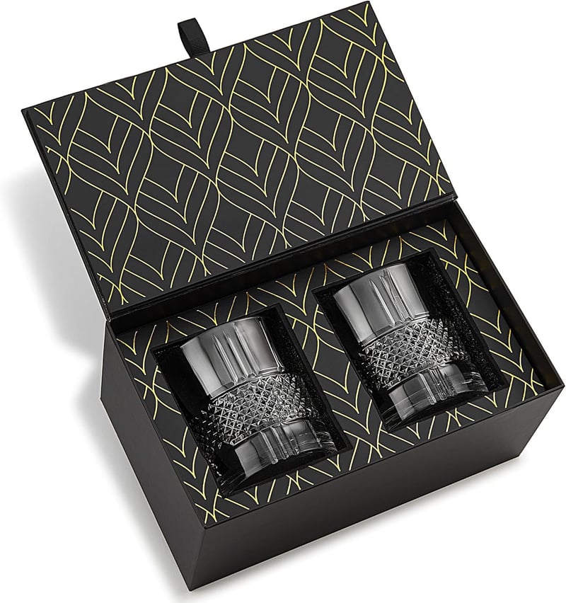 Whiskey Geschenkset: 2 Kristallgläser (340ml) für Bourbon und Cocktails