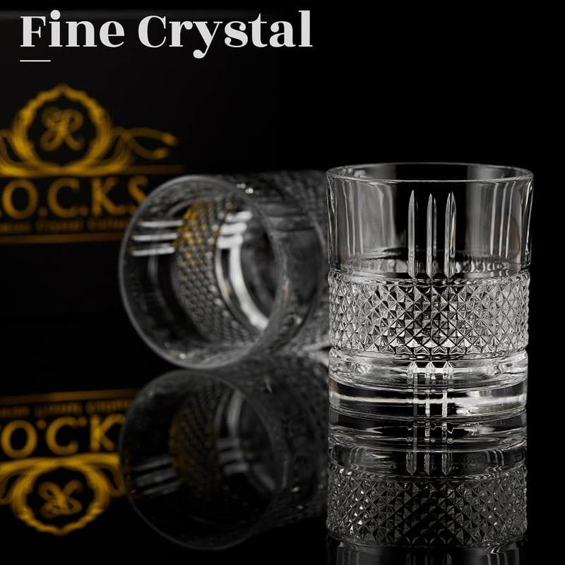 Whiskey Geschenkset: 2 Kristallgläser (340ml) für Bourbon und Cocktails