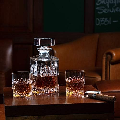 Whisky Karaffe aus mundgeblasenem Kristallglas, 25 cm, handgefertigt in Deutschland