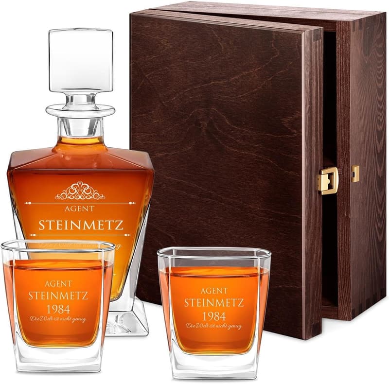 Personalisierte Whisky Karaffe 800 ml mit Gläsern für Männer
