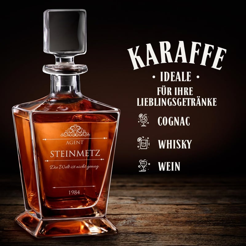Personalisierte Whisky Karaffe 800 ml mit Gläsern für Männer