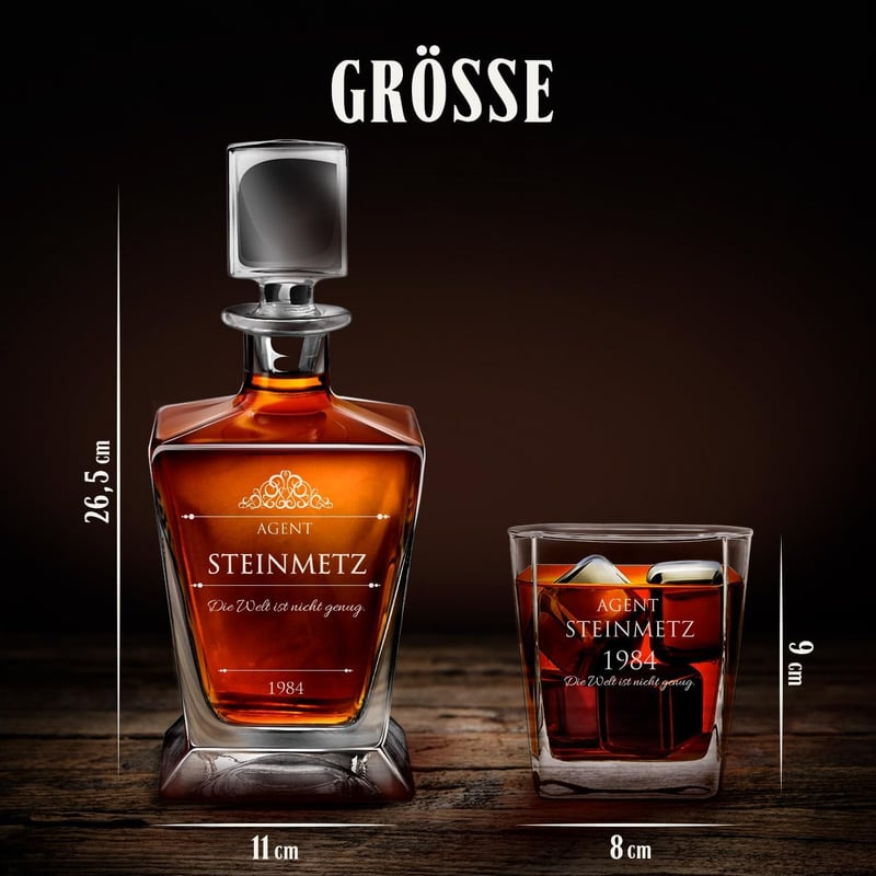 Personalisierte Whisky Karaffe 800 ml mit Gläsern für Männer