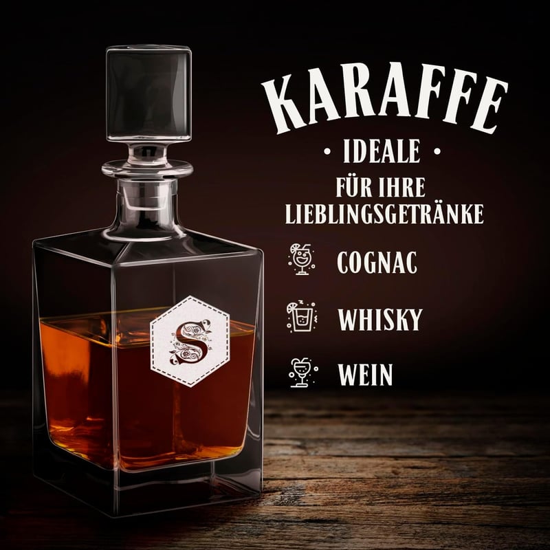 Graviertes Whiskyset mit 810 ml Karaffe und Gläsern für Genießerinnen