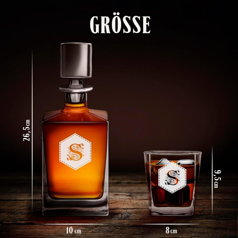 Graviertes Whiskyset mit 810 ml Karaffe und Gläsern für Genießerinnen