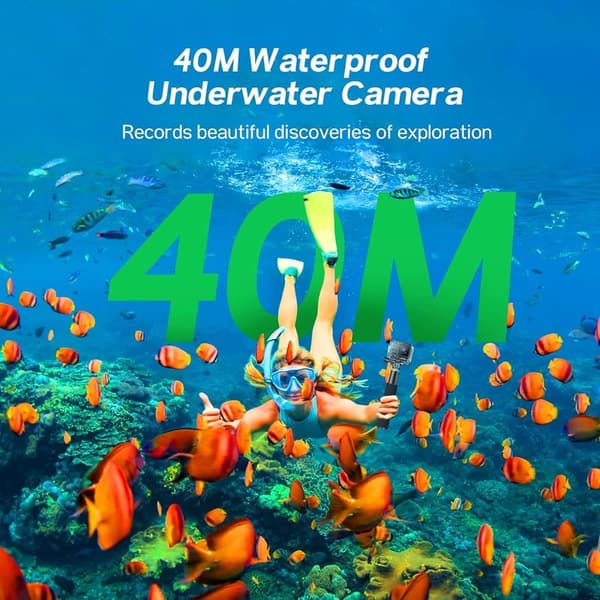 Surfola 4K Actionkamera mit 20MP, Wasserfest bis 40m, Weitwinkel 170°