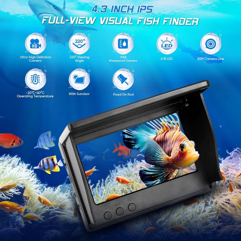 Unterwasserfischfinder mit Nachtsicht und HD-Kamera 4,3 Zoll