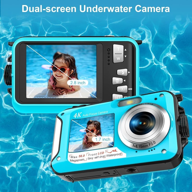 YISENCE UHD 4K 56MP Unterwasserkamera mit 32GB Karte für Schnorcheln