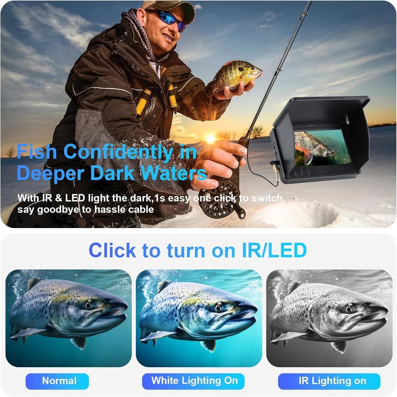 Unterwasserkamera für Angler mit 4,3 Zoll IPS Anzeige und Nachtsicht