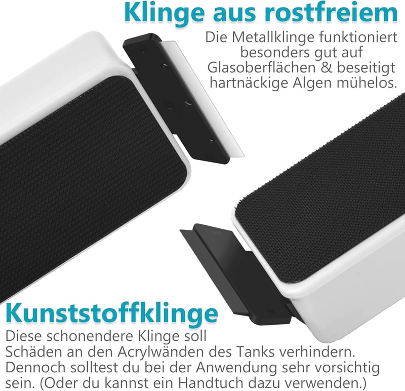 Magnetischer Aquariumreiniger mit 2 Schabern für kratzfreies Reinigen