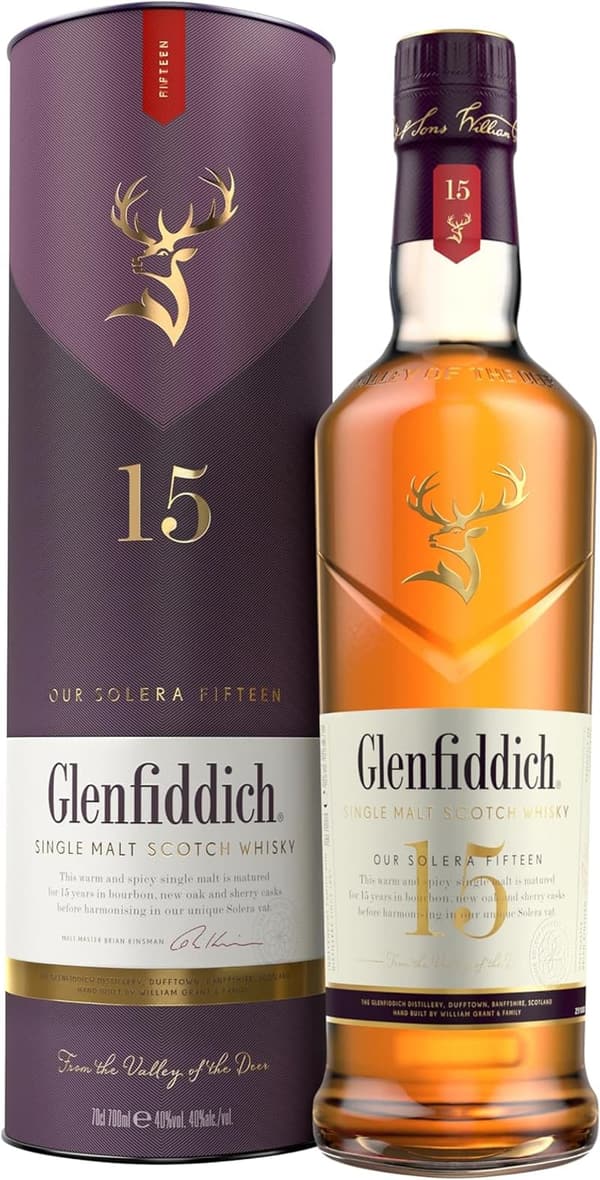Glenfiddich 15 Jahre Single Malt Scotch Whisky in Geschenkverpackung, 70cl