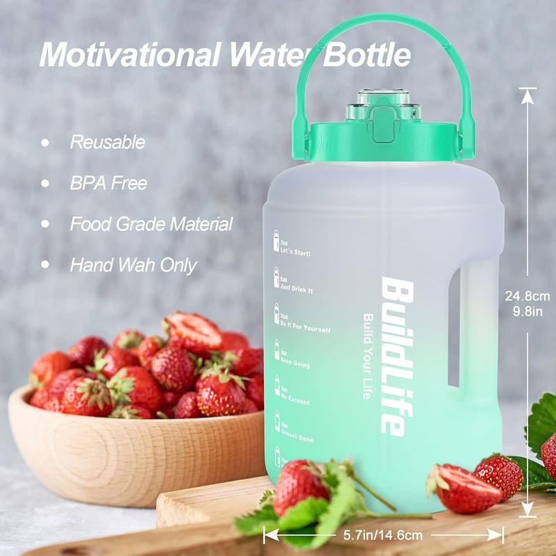Sport-Trinkflasche 2,5 L mit Zeitmarkierung und auslaufsicherem Deckel, BPA-frei