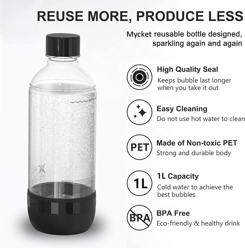 Wiederverwendbare 1 Liter Soda-Flaschen aus BPA-freiem PET, 2er-Set