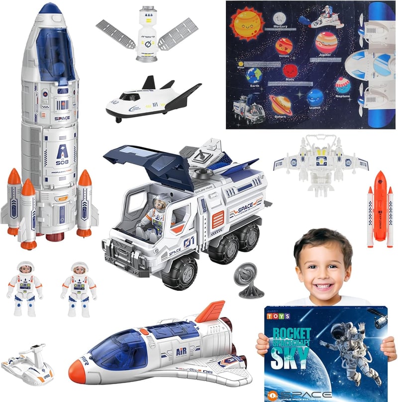 deAO Raum Shuttle Spielzeug mit Licht und Sound für 4-9 Jahre