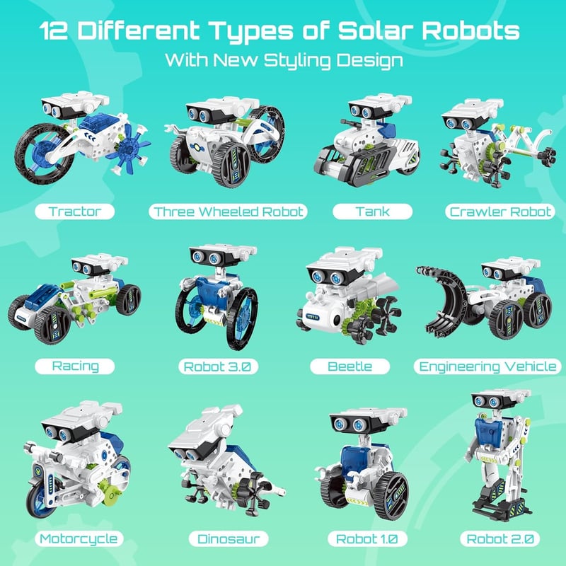 12-in-1 Solar Roboter Bausatz für Kinder ab 8 Jahren - DIY STEM Spielzeug