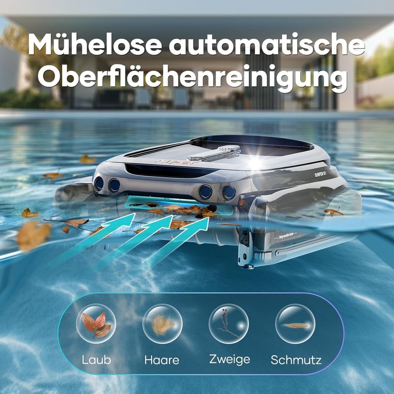 AIPER Surfer S1 Pool Skimmer – Akku-Poolroboter mit 20 Std. Laufzeit