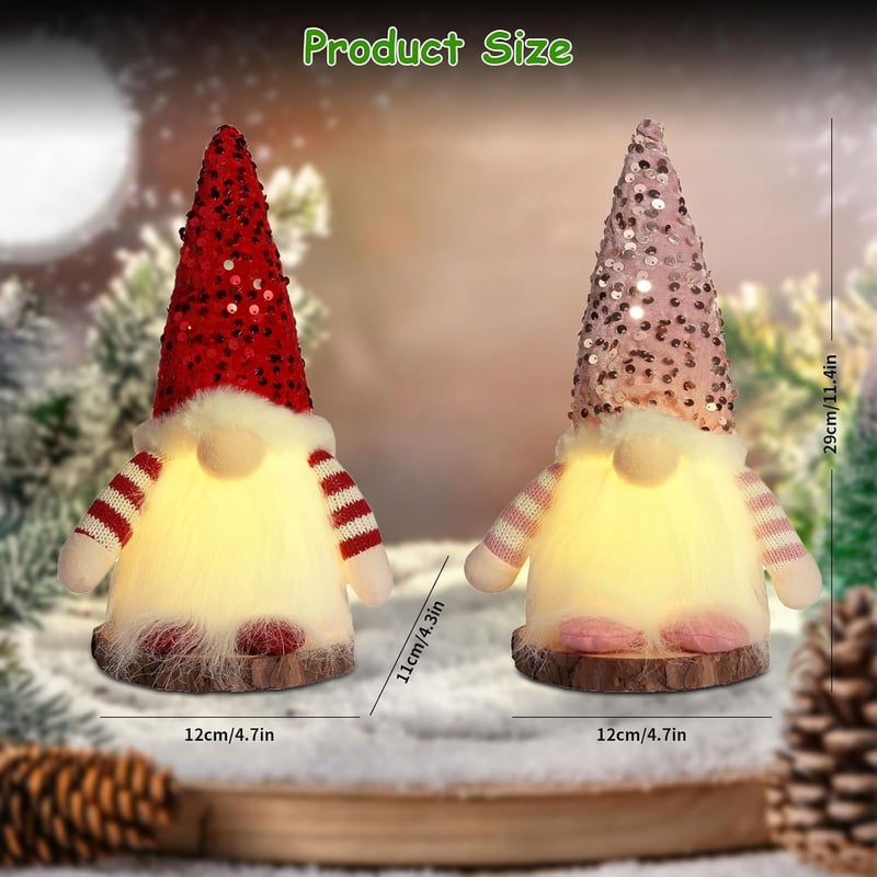LED Weihnachtwichtel Deko – 3er Set Plüschfiguren mit Beleuchtung