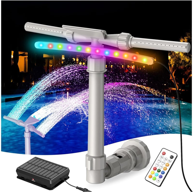 Solar-Poollicht Wasserfall mit Fernbedienung für Aufstellpools