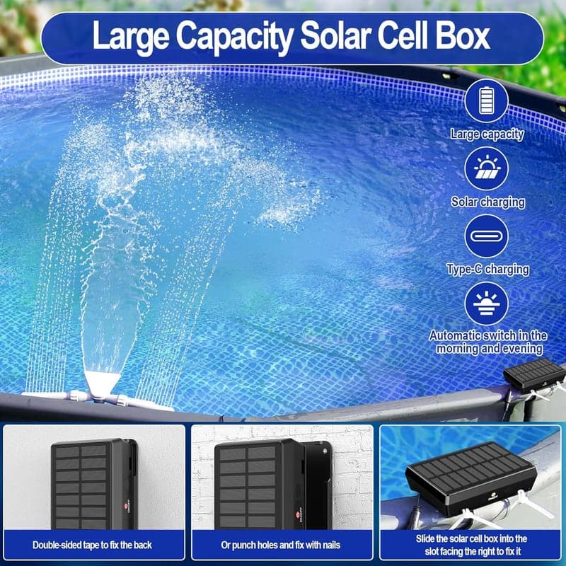Solar-Poollicht Wasserfall mit Fernbedienung für Aufstellpools