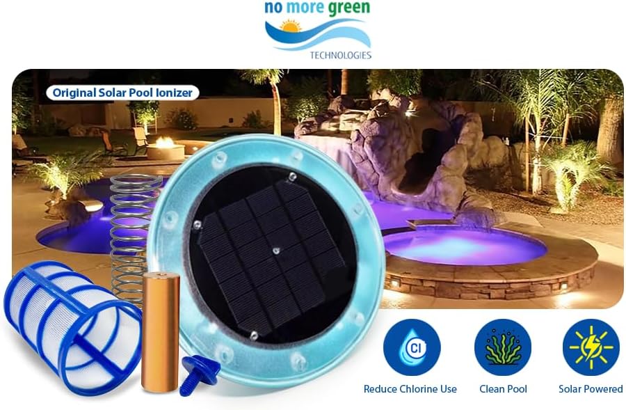 Solar-Pool-Ionisator für sauberes Wasser, 85 % weniger Chlor, bis zu 1000 Liter