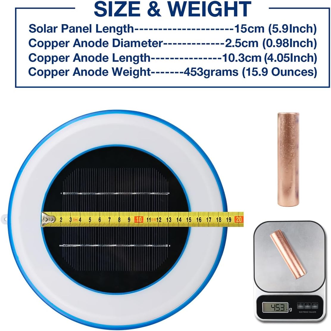 Solar-Pool-Ionisator für Chlorreduktion, geeignet für Pools & Spas