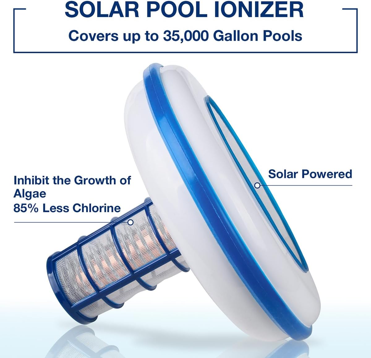 Solar-Pool-Ionisator für Chlorreduktion, geeignet für Pools & Spas