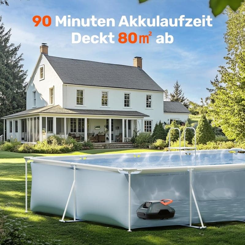 Akku-Poolsauger für Oberirdische Pools bis 80 m², Grau-Orange