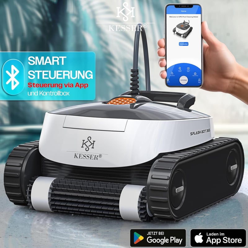 Poolroboter KESSER® für automatische Reinigung bis 100 m² mit App-Funktion
