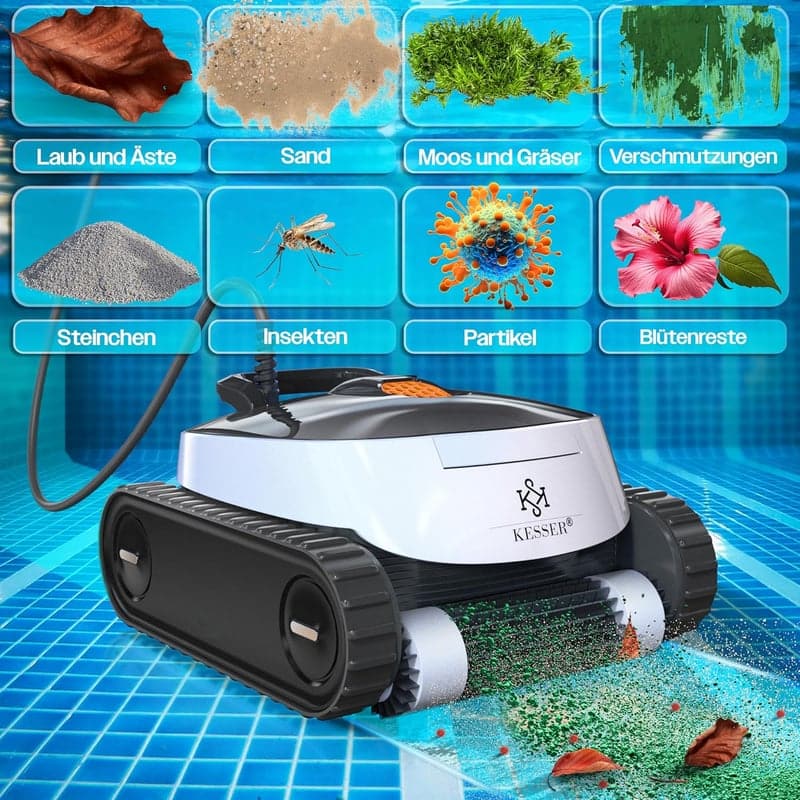 Poolroboter KESSER® für automatische Reinigung bis 100 m² mit App-Funktion