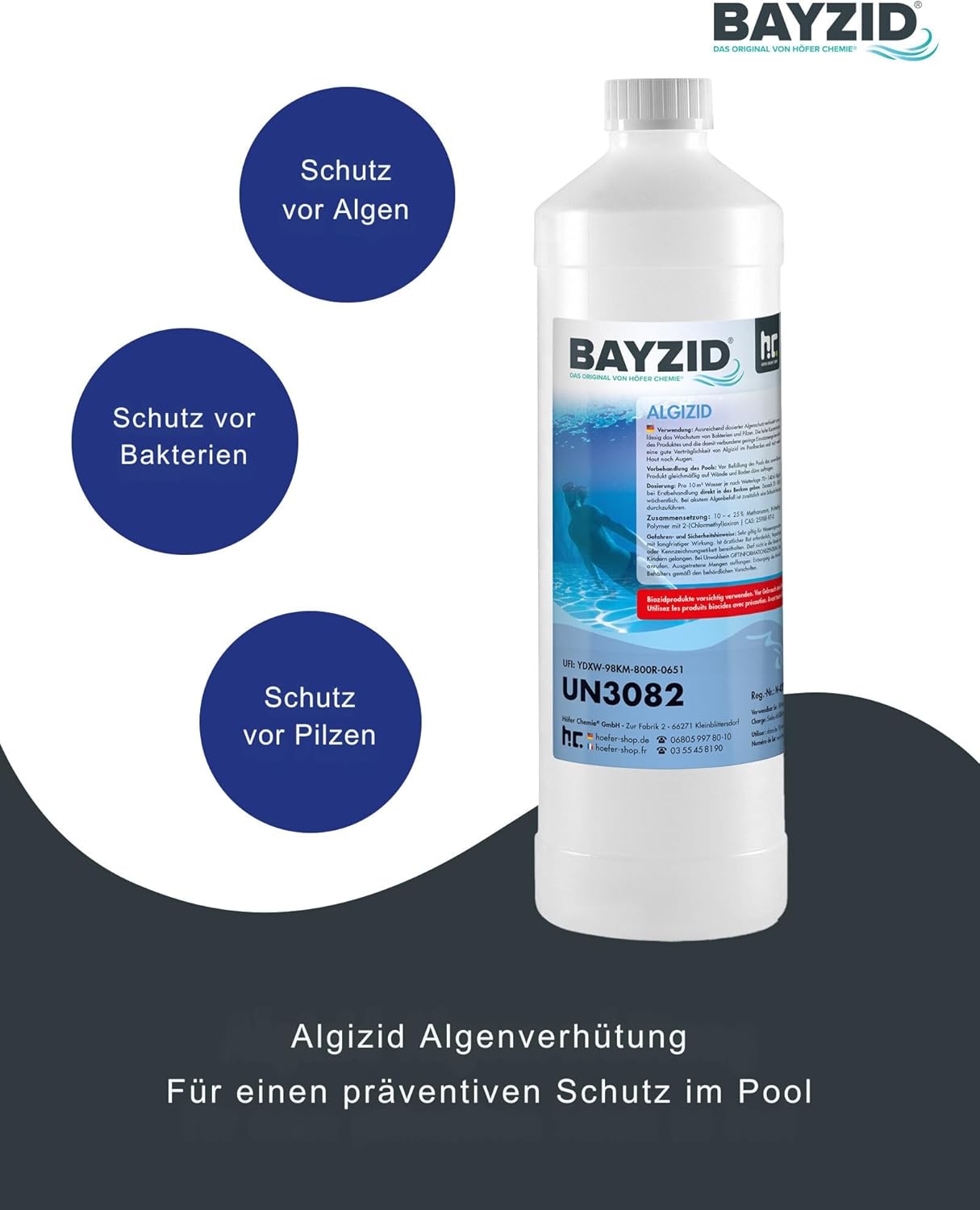 Höfer Chemie 10L Algizid für Pools – Präventiver Algen- und Bakterienschutz