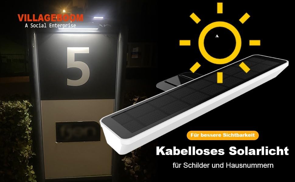 Kabellose Solar-Schildbeleuchtung mit Dämmerungssensor, 2er Pack