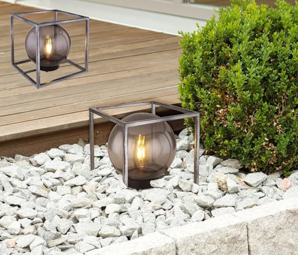 Solarleuchten 2er Set für Garten - Laterne aus Rauchglas, 23 cm