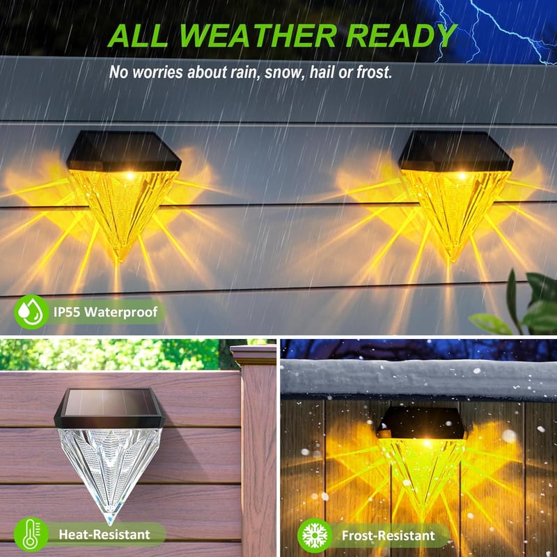 Wasserdichte Solarlampen für den Garten – 4er Set mit Amberlicht