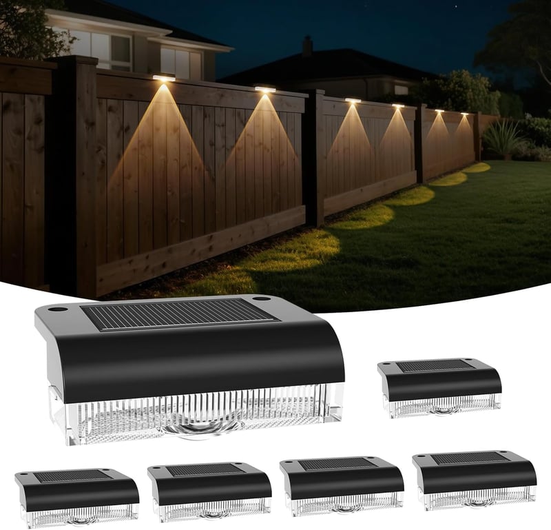 6er Set Solar Wandleuchten für Außen - LED Zaun- und Treppenlampen