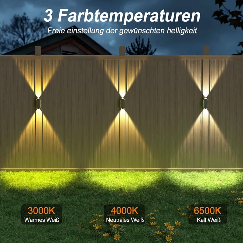 Solarlampen IP65 für Außen – Wandleuchten für Garten, 2er Set