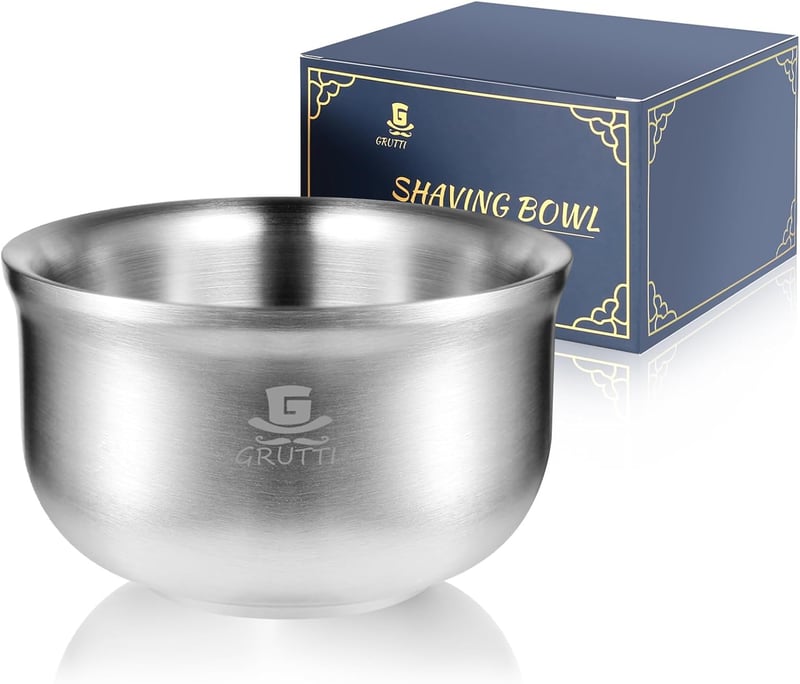 Premium Rasierschale aus 304 Edelstahl für Herrenrasur, 11,5 cm