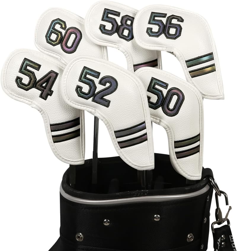 6er Set Golf Eisenkopfabdeckungen aus PU Leder mit Zahlen