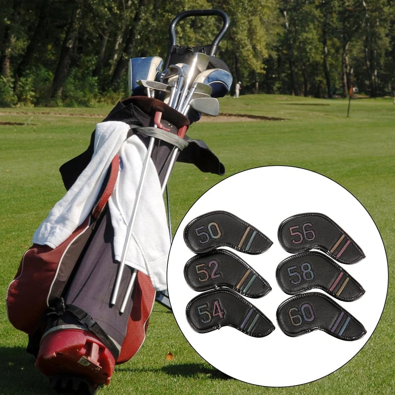6er Set Golf Eisenkopfabdeckungen aus PU Leder mit Zahlen
