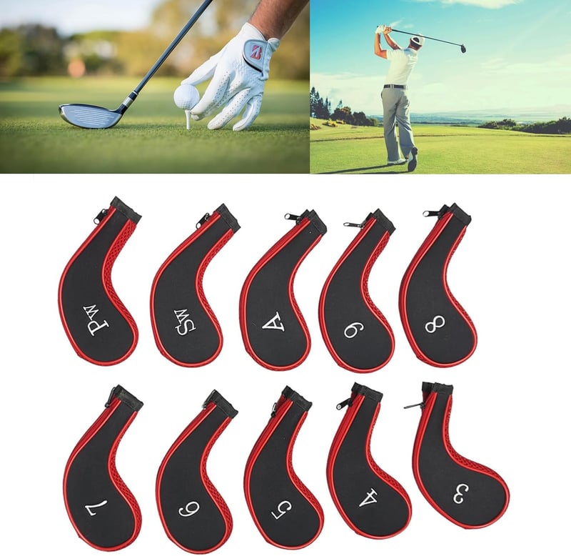 10er Set Golfschlägerhauben mit großen Zahlen - Stoffeisenabdeckungen