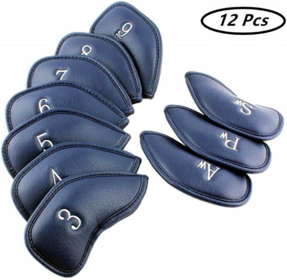 12er Set Golfschlägerhauben aus PU-Leder für Driver und Eisenköpfe