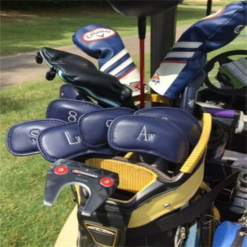 12er Set Golfschlägerhauben aus PU-Leder für Driver und Eisenköpfe