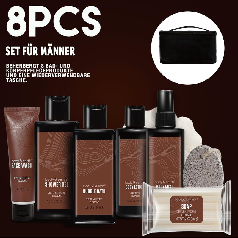 Sandelholz Duftset für Männer – 8-teiliges Geschenkset zum Geburtstag
