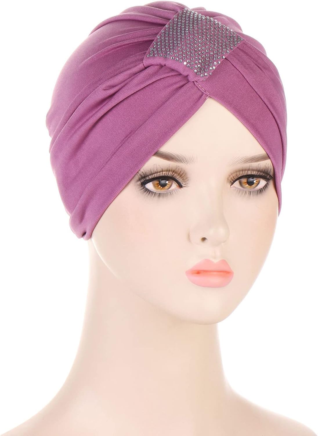 Lila Slouchy Turban für Frauen – Schlafmütze bei Haarausfall