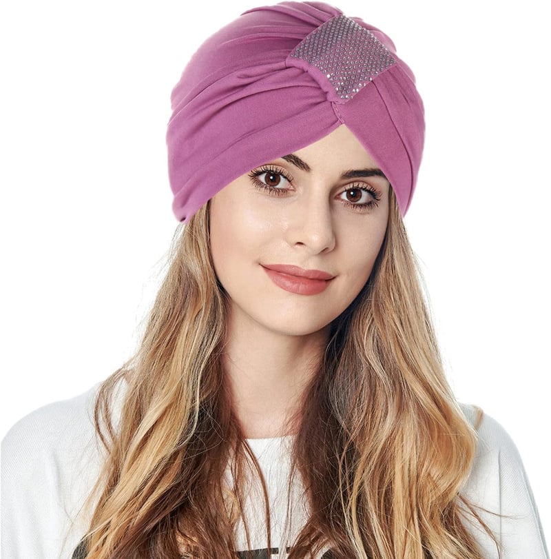 Lila Slouchy Turban für Frauen – Schlafmütze bei Haarausfall