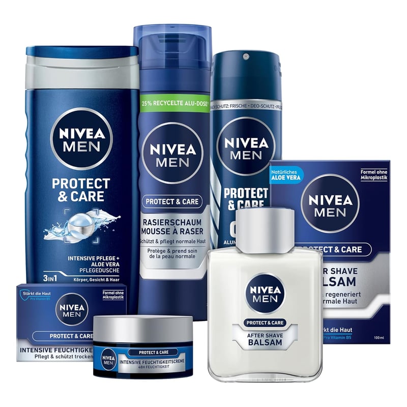 NIVEA MEN Protect & Care Geschenkset für Männer, Pflegebox mit 5 Produkten