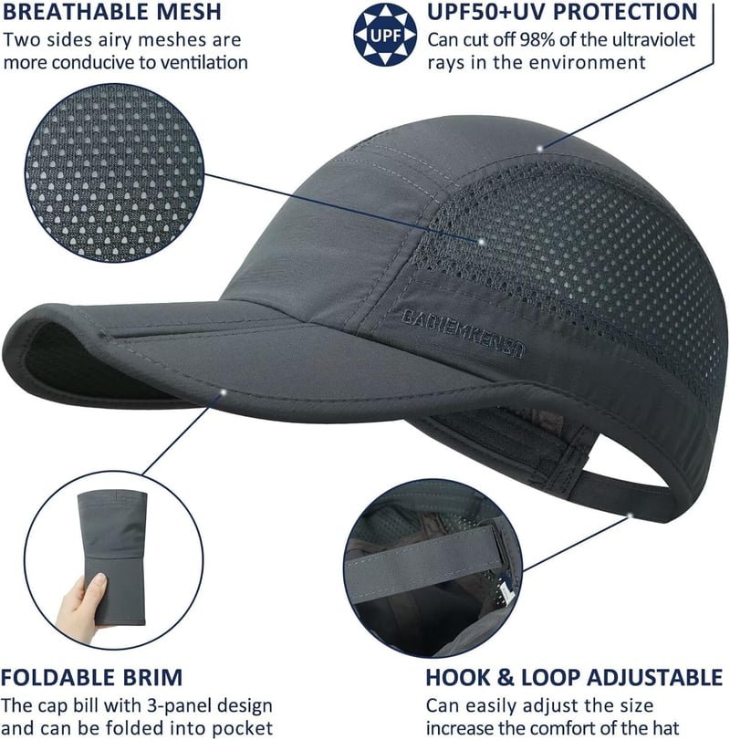 Faltbare Outdoor-Sportmütze mit UPF 50+ Sonnenschutz und Mesh