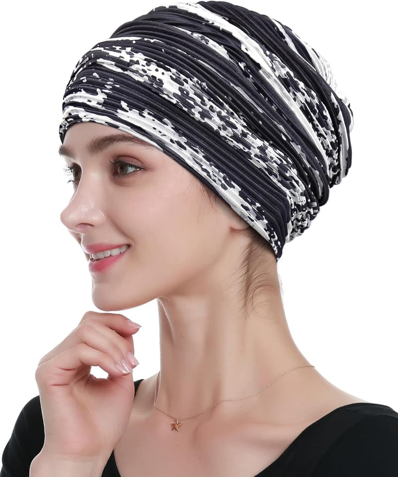 Stylische Falten-Turban Kopfbedeckung für Frauen, Chemo Geschenk
