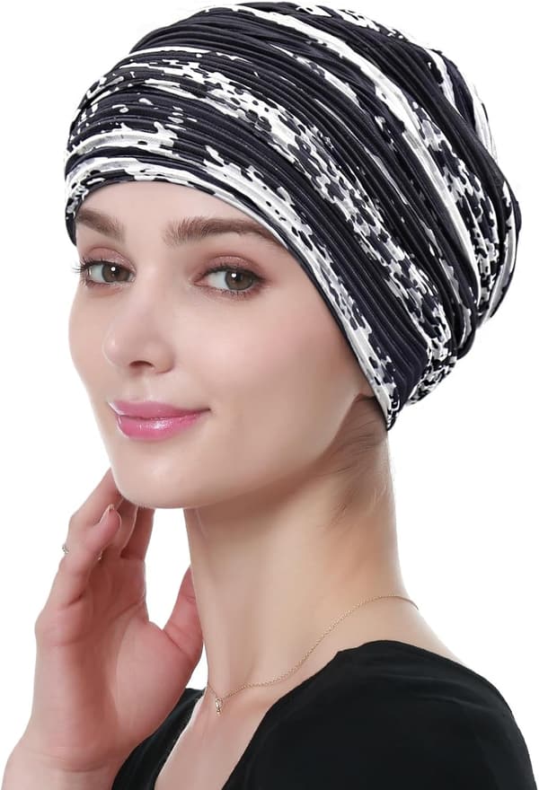 Stylische Falten-Turban Kopfbedeckung für Frauen, Chemo Geschenk