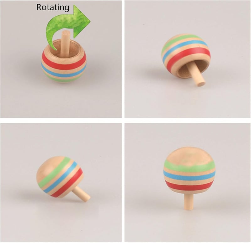 Nostalgisches 6er Set Holzkreisel für Kinder und Erwachsene